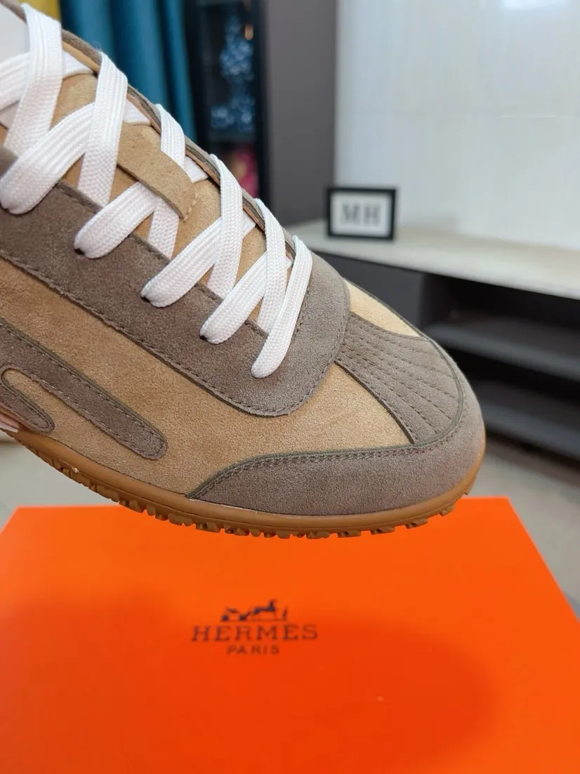 Men's shoes 💰480🌸🌸[HERMES] Hermès sneakers, the upper is made of calfskin and suede, imported materials, full of texture, the lightweight sole is decorated with contrasting patterns, creating a versatile fashion style. Size: 38-44, 45 customized
